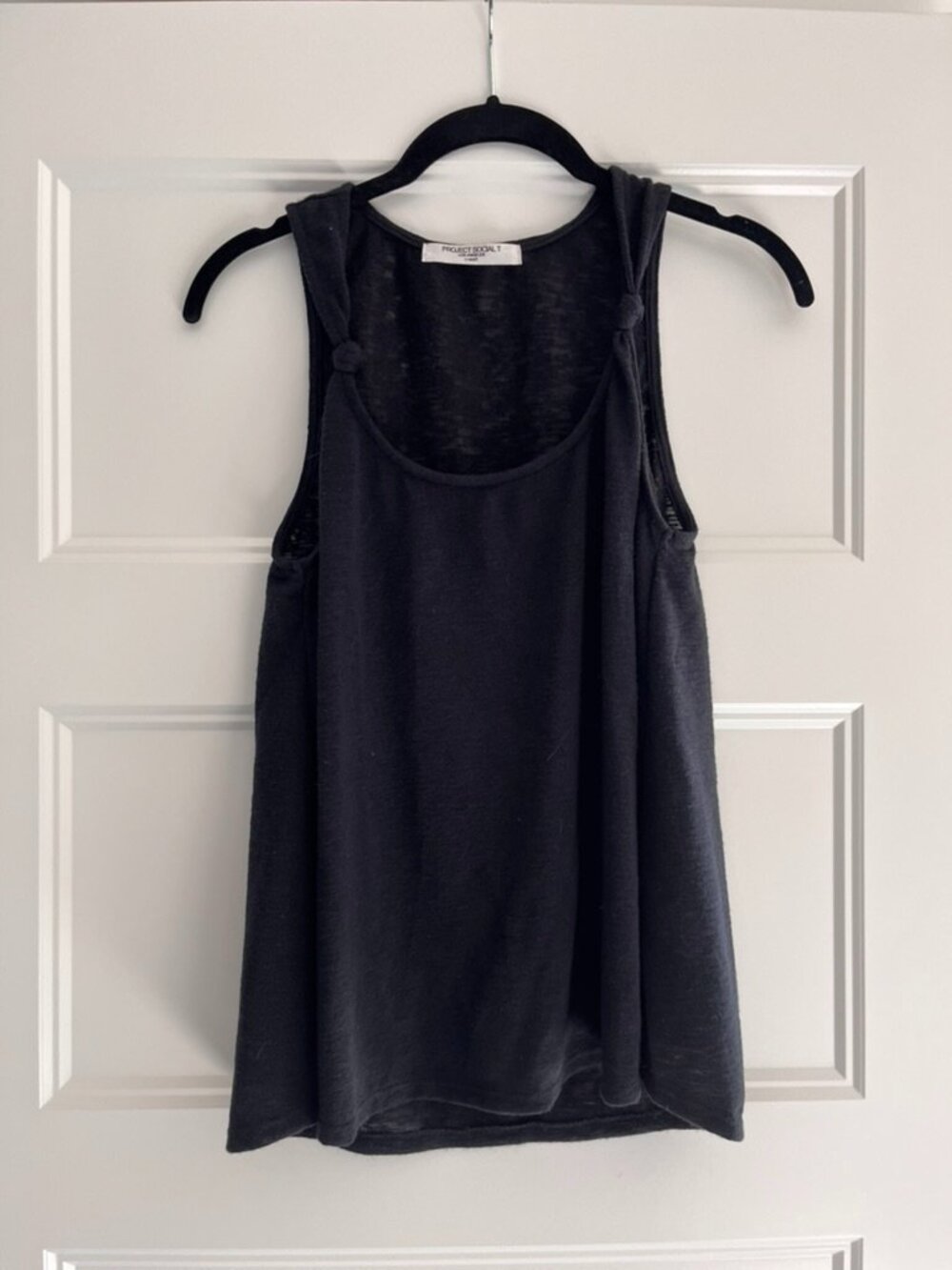 Lou Lou Textured Knot Tank Top in Black sz XS